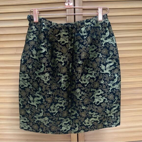 Vintage Black and Gold Dragon Skirt Small - Picture 5 of 7
